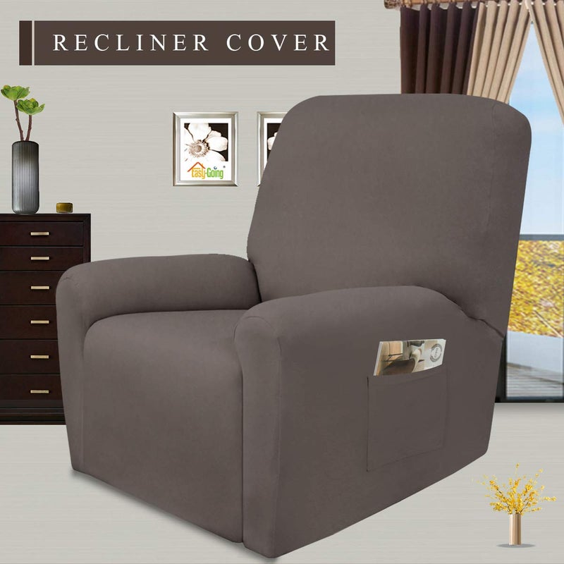 Easy-Going 4 Pieces Microfiber Stretch Recliner Slipcover â€“ Spandex Soft Fitted Sofa Couch Cover, Washable Furniture Protector with Elastic Bottom for Kids, Pet(Recliner, Taupe) - Image 2